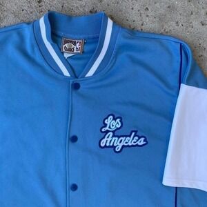 Vintage Los Angeles Lakers NBA 90s Hardwood Classics Warm Up Button Up Shirt XXL